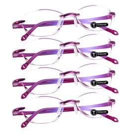 TERAISE 4pcs Reading Glasses for Women Anti-Blue Light Glasses Diamond-Cut Design Computer glasses Anti-Fatigue Reader