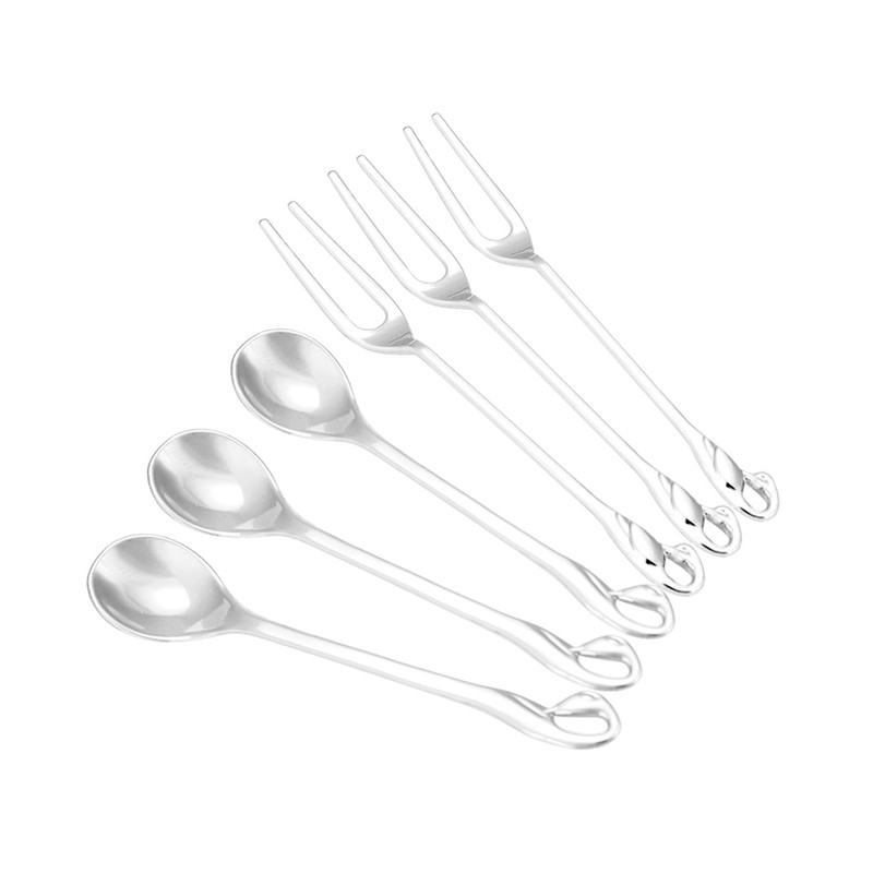 Stainless Steel Swan shaped Fork Spoon Holder with 3 Spoons
