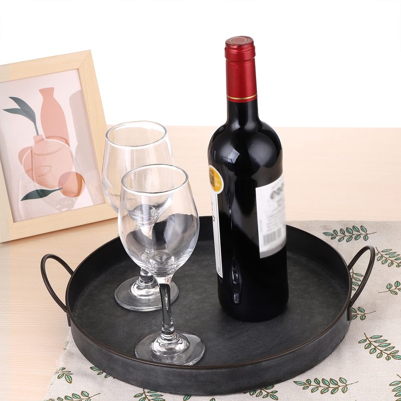 Hipiwe Set of 2 Industrial Style Metal Iron Serving Tray