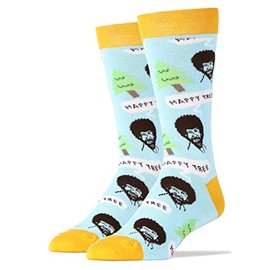 Oooh Yeah Men's Luxury Combed Cotton Crew Socks-Nice Men-Happy Tree Blue,size 10/13