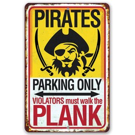 Metal Sign - Pirate Parking - Durable Metal Sign - Use Indoor/Outdoor - Great Nursery or Playroom Room Decor and Baby Shower Gift Under $25 (8" x 12")…