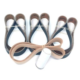 1X30 Knife Sharpening Belt Kit with Super Strop Leather Honing Belt & 15 Pack of Premium Quality Silicon Carbide Sharpening Sanding Belts 600, 800, 1000 Grit.