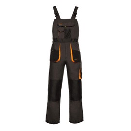 ART.MAS Work Bib and Brace Overalls, Multipockets, Knee Reinforcement With Pocket For Knee Pad, Durable Triple Stitched Seams (32/34-50EU, NO Knee Pads, Grey-Orange)