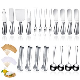 Patelai Charcuterie Board Accessories Cheese Spreader Knife Set Charcuterie Utensils Butter Knife Stainless Steel Mini Serving Tongs Spoons Appetizer Forks for Pastry Christmas(Silver,20 Pieces)