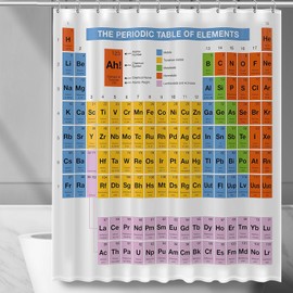 Duschvorhang Badewannen-Vorhang; Wasserdichter, Waschbarer Anti-Schimmel Badvorhang aus 100% Polyester für Badewanne & Duschwanne; Periodensystem der Elemente für Breaking Bad Fans (Periodensystem)