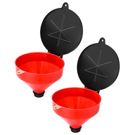 QWORK 4 Quart Lockable Drum Funnel with Removable Screen Filter, 2 Pack 2" BSP Adaptor Safety Plastic Oil Funnel Screen Filter Spill-Free and Polyethylene Funnel for 55 gal Steel or Poly Drums