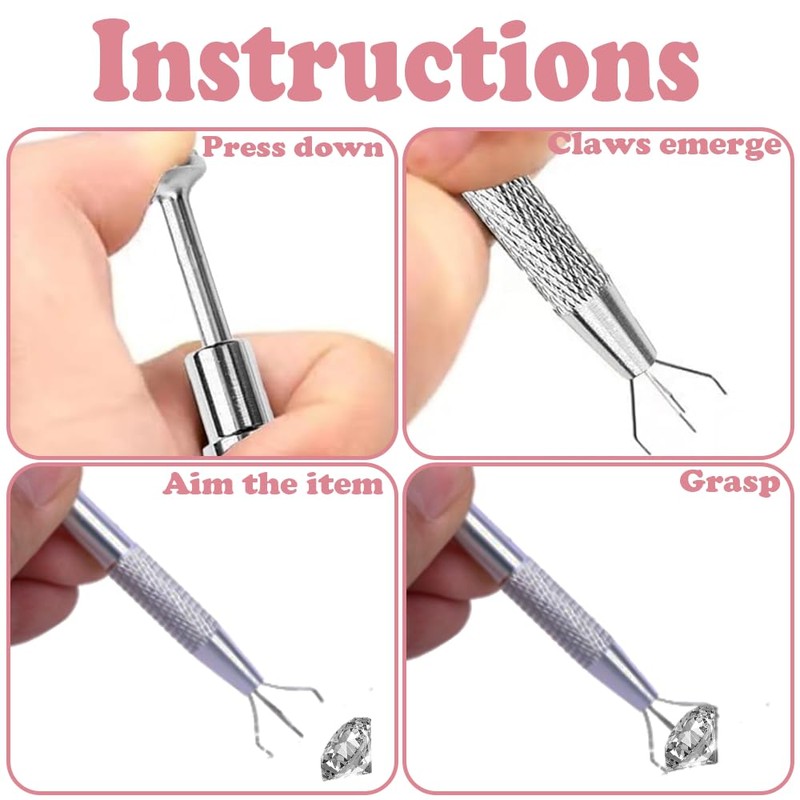 2 PCS Piercing Ball Grabber, Grabbing Tool, Silver & Pink