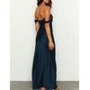 Realtix Elegant Satin Off The Shoulder Ruched Backless Maxi Dress