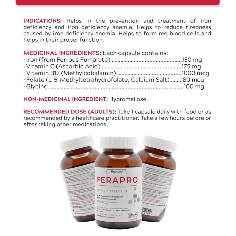 FERAPRO FERAPRO? 150MG 100 CAPS | Vegan Iron Supplement |