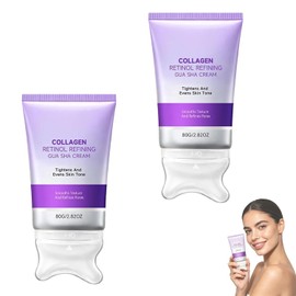 Hydrating Gua Sha Cream with Collagen & Retinol – Daily Moisturizer for Neck & Face, Lightweight Formula for Soft, Smooth Skin (2PCS)