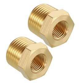 Kozelo 2pcs 3/8" NPT Female to 1/8" NPT Female Solid Brass Hex Bushing Hose Fitting Adapter Reducer Pipe Leak Repair Bathroom Remodeling Tool Fits Extension Compression