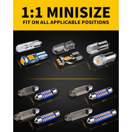 Antline 42 Pieces 29mm 31mm 36mm 41mm BA9S T5 T10 LED Interior Light Bulb Kit, Super Bright 12 Volt LED Replacements for Dome Map Dashboard Trunk Cargo Courtesy License Plate Lights (Amber Yellow)