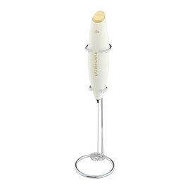 Cilio Latteforte Battery Powered Milk Frother, with Stainless Steel Stand, White, 2.8" x 9.9"