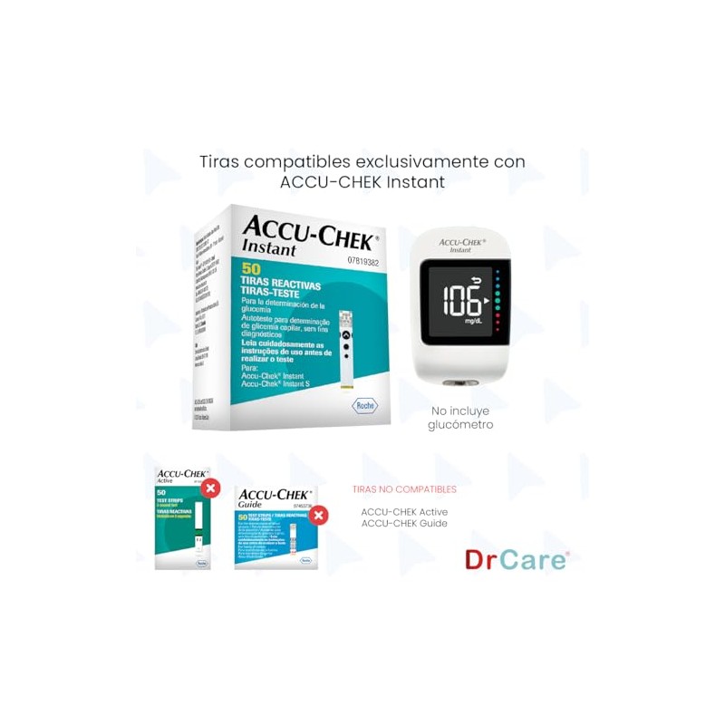 Kit De 50 Tiras Reactivas Accu-chek Instant Con 50 Lancetas