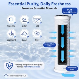 iSpring CKC1C Countertop Drinking Water Filtration System with Carbon Filter, 2.5" x 10", Clear