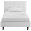Modway Linnea Upholstered White Twin Platform Bed with Wood Slat