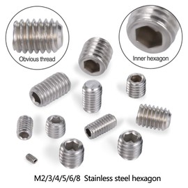 261PCS Hex Allen Head Socket Set Screw, KWOKWEI Grub Screw Set M2 M3 M4 M5 M6 M8 304 Stainless Steel Internal Hex Drive Headless Set Screw Assortment Kit for Door Handle, Bathroom, Garage