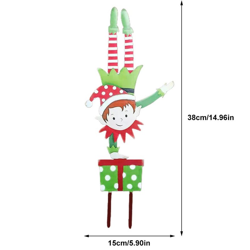 Christmas Elf Garden Stake Christmas Metal Gnome Yard Stake Wrought