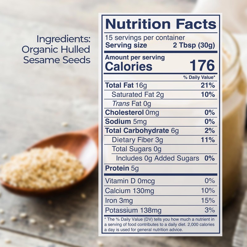 Kevala Organic Sesame Tahini – USDA Organic, Non‑GMO Project Verified