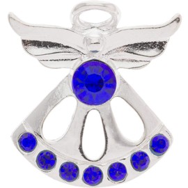 September Sapphire Birthstone Angel Pin, 8 Stones, Silver