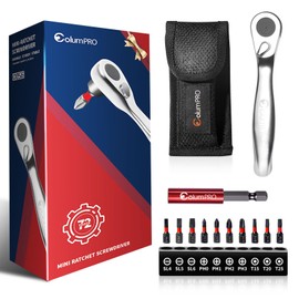 ColumPRO 12PCS Portability Mini Ratchet Screwdriver Set, 1/4” Ratchet Pocket Phillips Right Angle Screwdriver Set with Pouch for Tight Space, Tools for Men, Gadgets for Men.