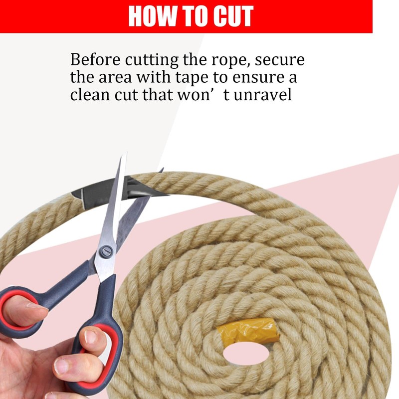 Natural Jute Rope (3/4 in x 50 ft) Thick Hemp