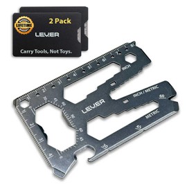 Lever Gear Toolcard Pro - 40 in 1 Credit Card Multitool. Slim, Minimalist Survival Card Wallet Tool Card. TSA Approved Multitool Card Pocket Tool. (Stonewash, 2-Pack)