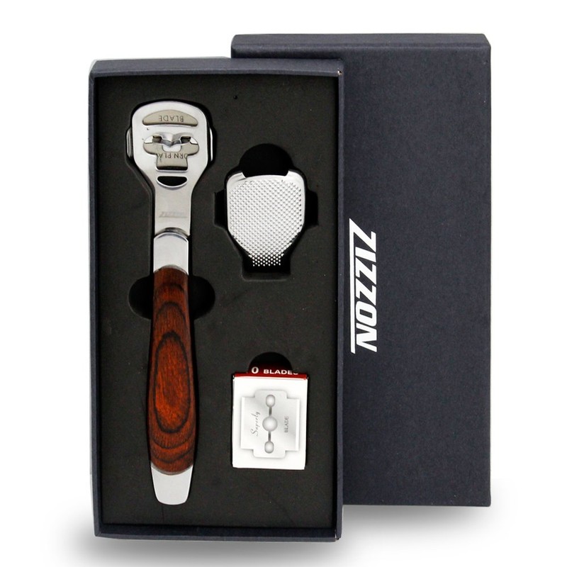 ZIZZON Foot Care Pedicure Callus Shaver Hard Skin Remover Wood