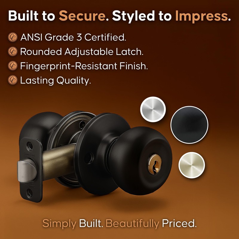 Copper Creek Entry Door Knob – Keyed Entry Handle with