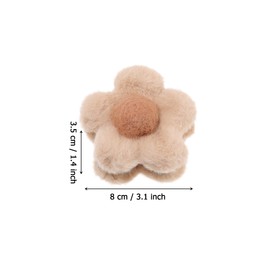 Fluffy Plush Claw Clip for Hair 6 Pcs Cute Hair Clips for Women Fuzzy Hair Barrettes Girls Hair Jaw Clips (Flower + Heart - Beige/Brown/Coffee/Pink)