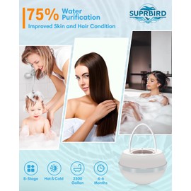 Bath Water Filter for Tub Faucet - 8 Stages Bathtub Ball Filter for Bathroom Sink, 2500 Gallons Shower Hard Water Softener to Remove Contaminants, Chlorine, Fluoride, Improve Skin,Hair,Nails Health