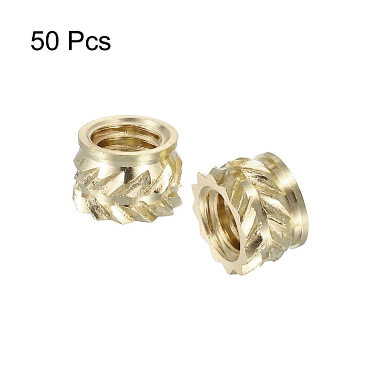 Sourcing Map Knurled Insert Nuts, 50pcs M4 x 4mm L