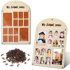 Qunclay DIY Pre-k to 12 Grade Photo Frame with 248 Letters and Numbers, Felt School Years Picture Frame Gift K to 12th Grade, Kindergarten to Graduation Photo Collage for School Days Display