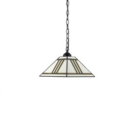 Bieye L10340 Mission Tiffany Style Stained Glass Ceiling Pendant Fixture with 11-inches Wide Lampshade, 47-inch Tall