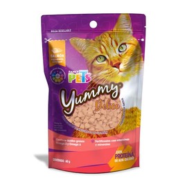Fancy Pets Premio para Gato Yummy Delice – 60g | Botana con Harina de Salmón, Omega 3 y 6, Vitaminas y Minerales, Alta Palatabilidad, Snack Saludable y Nutritivo
