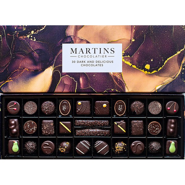 Martin’s Chocolatier Signature Collection | Luxury Handmade Chocolate Box | 30 Belgian Chocolates, 15 Assorted Flavours | Ideal Present for Special Occasions (Dark & Delicious)