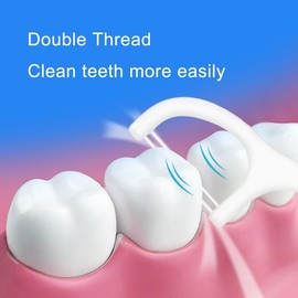 Double-Thread Dental Floss Picks, Thin Thread for Adults & Kids, Superior Oral Care, Dental Hygiene, Gum Health(50x8 Cases, 400 Total Floss Picks)
