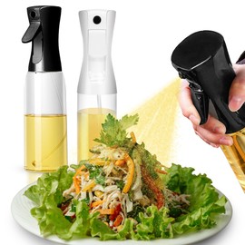 Cheer Collection Plastic Oil Sprayer Set of 2 – 300ml & 500ml Plastic Olive Oil Spray Bottles for Cooking, Food Prep, Salad, BBQ & Air Fryer Use, Easy Press Nozzle, White & Black