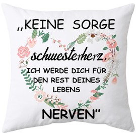 Shoppawhile Sister Gift Birthday Gifts for Sister Christmas Gift Sister White Cushion Cover 45 x 45 cm (White Sister 45 x 45 cm)