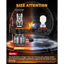Auxbeam 5202 5201 Fog Lights, 10000LM 400% Brighter 5202 PS19W PS24W Fog Light, White Strong Penetrating Light, Super Bright Plug and Play