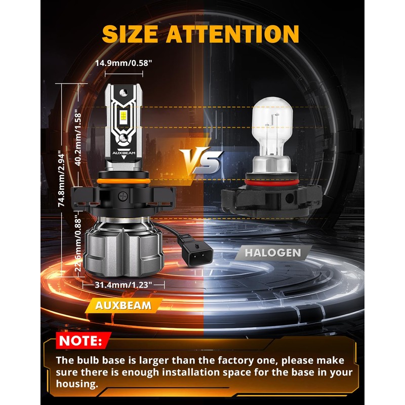 Auxbeam 5202 5201 Fog Lights, 10000LM 400% Brighter 5202 PS19W
