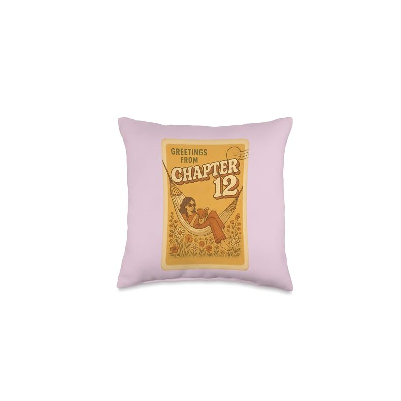 Summer Reading Retro Book Lover Vibes Bookworms Escape Throw Pillow