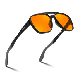 FEISEDY Sleep Square Blue Light Blocking Glasses for Men Women Fashion Computer Gaming Glasses Stylish Amber Lens Anti Eyestrain Eyeglasses B0156