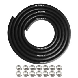 Eunice 10FT 1/4" ID Fuel Line Hose - 14Pcs Hose Clamps, 326PSI Rubber Hose for Motorcycle Mowers Tractors and Small Engines