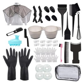 Kit de tinte de cabello de 42 piezas, cuenco para teñir el cabello, cepillo de tinte, agitador de pelo, cubierta de oídos, clip para el cabello, capa 