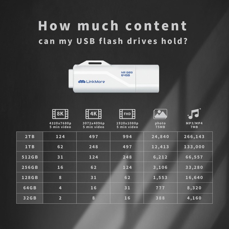 LinkMore NR G03 64GB USB 3.2 Flash Drive, Read Speed