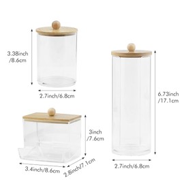 Parthan Pack of 3 Cotton Buds Container, Cotton Pads Storage, Ear Sticks Storage, Cotton Buds Dispenser, Storage Box for Cotton Buds, Ear Sticks, Cotton Pads and Make-Up Pads