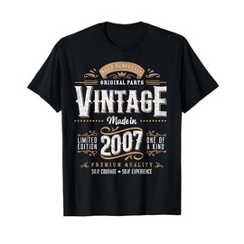 Vintage 2007 18th Birthday Gifts Women Men 18 Year Old T-Shirt