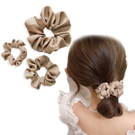 Hair Elastic Scrunchie 3-Piece Set, Stylish, Hair Elastic 100% Silk, Non-marking Adults, Hair Accessories, Easy to Tie, Cute