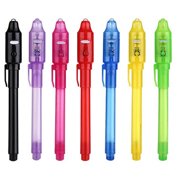DLUCKY Invisible Ink Pen,Spy Pen Invisible Disappearing Ink Pen with Black Light Magic Marker for Secret Message and Kids Party Christmas Halloween Easter Goodies Bags Toy 7Pcs